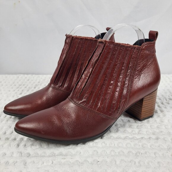 Ecco Shoes - Ecco Shape 45 Pointy Block Ankle Boots Booties Womens 10 Brown Danish Leather